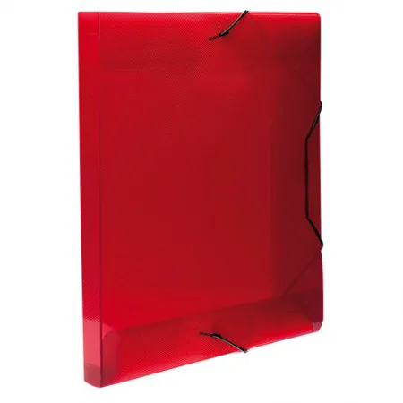 Pasta com aba elástico ofício lombo 20mm - Topline - transparente vermelha - 0234.U - Dello