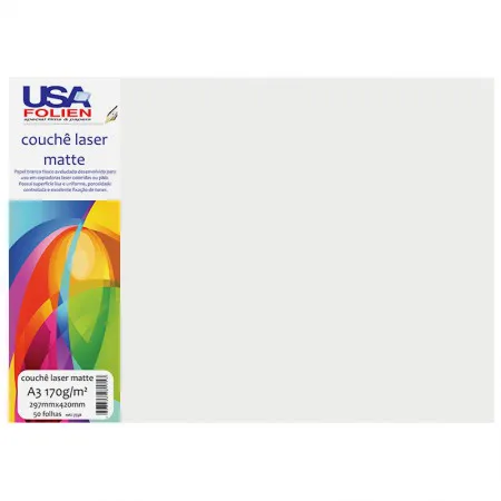 Papel couchê laser matte A3 170g com 50 folhas 7558 - Usa Folien