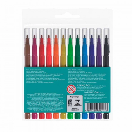 Caneta hidrográfica 12 cores 550915 - Multicolor