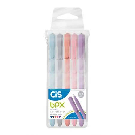 Caneta esferográfica 0.7mm BPX com 5 cores - Cis