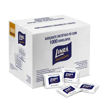 Adoçante sachê sucralose em pó 1000 envelopes 500mg - Linea