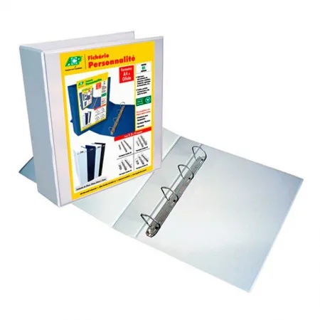 Fichário revestido com cristal A4 branco 30mm - 2544BR - com 4 argolas - ACP