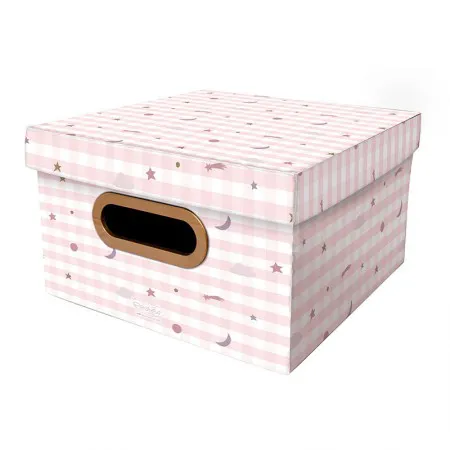 Caixa Organizadora pequena linho - pequenos astros rosa - 2327 - Dello