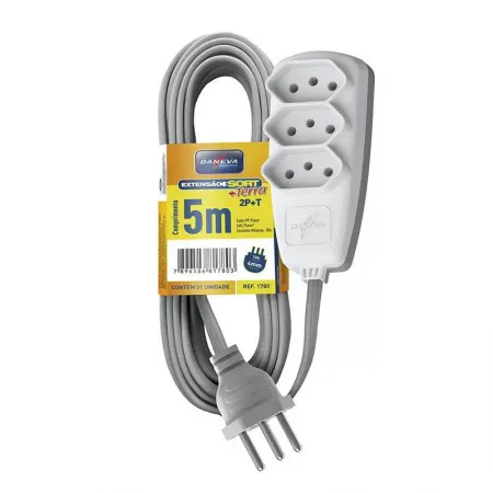 Extensão Sort 3 tomadas com 5 metros 2P+T 10A Gelo DN1780 - Daneva