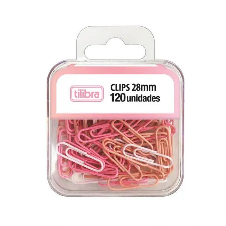 Clips Rosa pastel 28mm com 120 unidades 315770 - Tilibra
