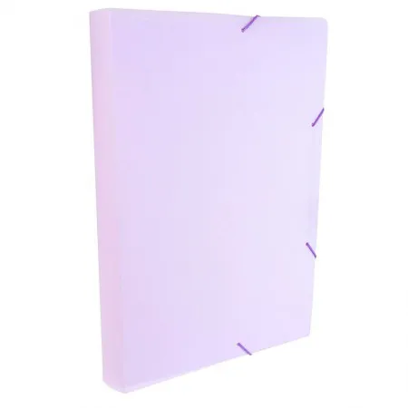 Pasta com aba elástico ofício lombo 40mm - Linho Serena - lilás pastel - 0249.LP - Dello