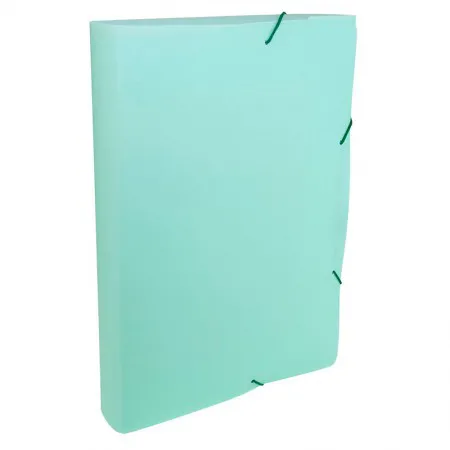Pasta com aba elástico ofício lombo 40mm - Linho Serena - verde pastel - 0249.VP - Dello