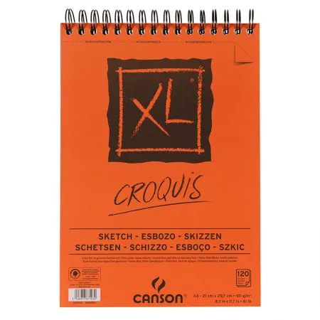 Bloco Croquis XL espiral creme A4 90gr - com 120 folhas - Canson