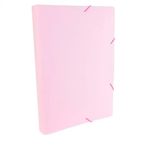 Pasta com aba elástico ofício lombo 40mm - Linho Serena - rosa pastel - 0249.WP - Dello