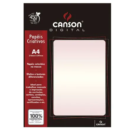 Papel metalizado A4 290g rosa perolado 15fls Canson