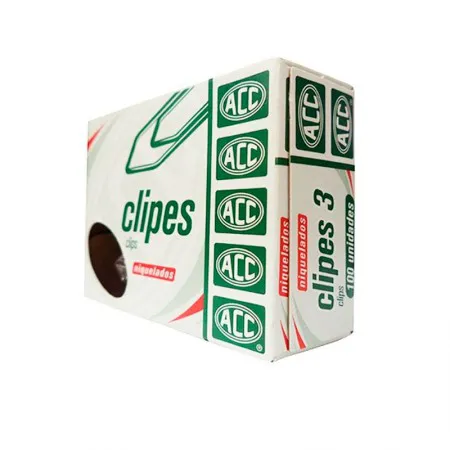 Clips niquelado NR 3 - com 100 unidades - ACC