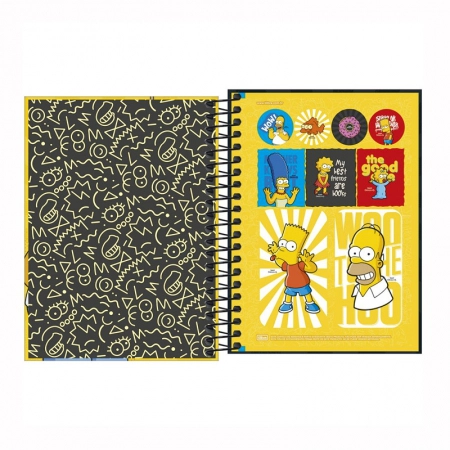 Caderneta espiral capa dura 1/8 80 folhas Simpsons - Capa 3 - Tilibra	