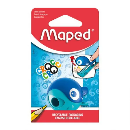 Apontador com coletor Croc Croc Easy Baleia 1 furo 018112 - Maped