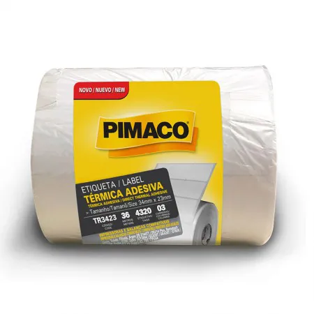Etiqueta térmica para impressora e balança TR3423 34x23 3 colunas com 4320 etiquetas - Pimaco