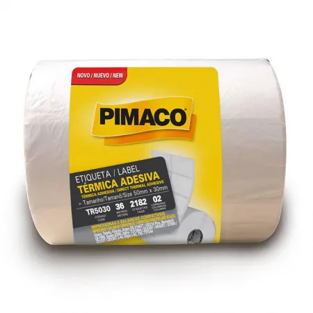 Etiqueta térmica para impressora e balança TR5030 50x30 2 colunas com 2182 etiquetas - Pimaco