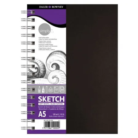 Caderno espiral sketchbook simply daler rowney A5 c/ 54 fls - Canson