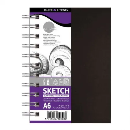 Caderno espiral sketchbook simply daler rowney A6 c/ 54 fls - Canson