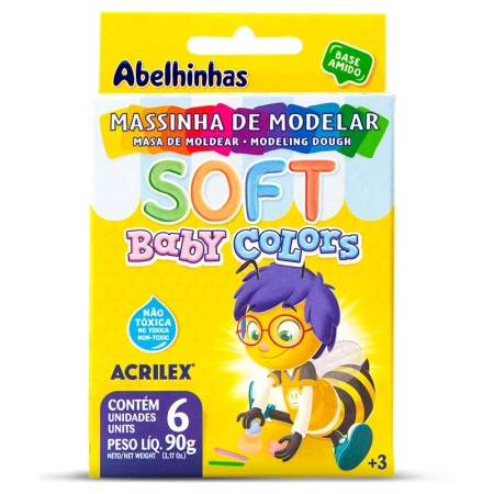 Massa de modelar Soft Baby Colors 90g - com 6 cores - Acrilex