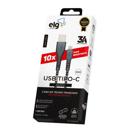 Cabo USB Tipo-C Grafite 1m TC10BL - ELG
