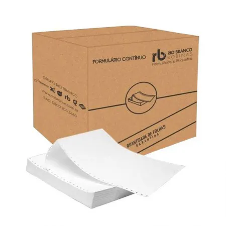 Formulário contínuo 80 colunas 3 vias branco com carbono c/ 1000 fls - 3036 - Rio Branco