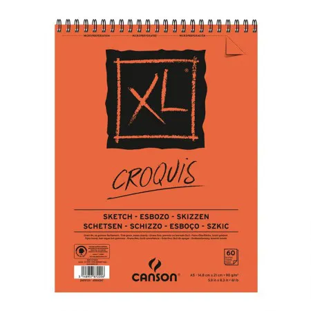 Bloco Croquis XL espiral creme A5 90g - com 60 folhas - Canson