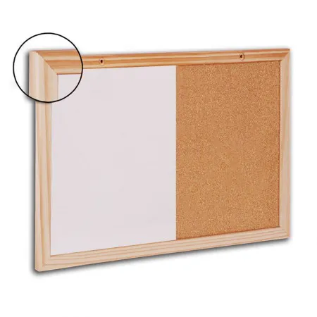 Quadro misto cortiça e branco moldura de madeira 60X90 - Cortiarte