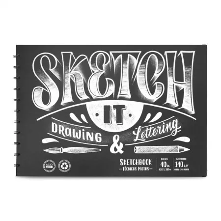 Caderno espiral desenho Sketchbook A3 Prime Preto 40 folhas 9264-1 - Ótima