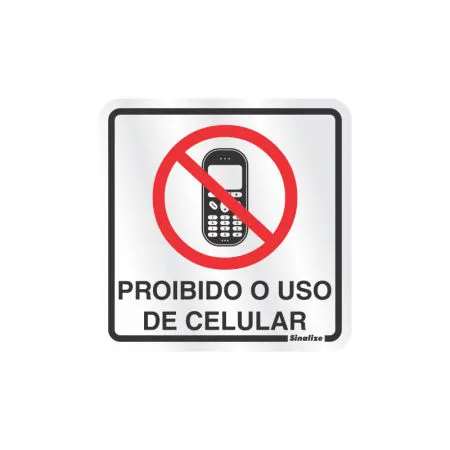 Placa de alumínio proibido o uso de celular 120BA - Sinalize