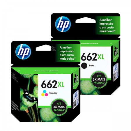 Cartuchos HP Original 662XL Preto CZ105AB + Color CZ106AB