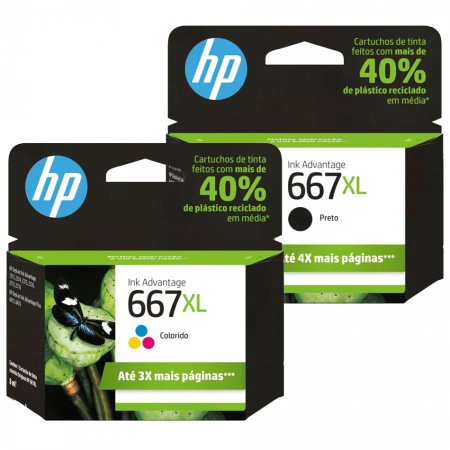 Cartuchos HP 667XL Original Preto 3YM81AB + Color 3YM80AB 