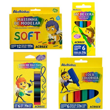 Kit escolar artes infantil 4 peças Acrilex 