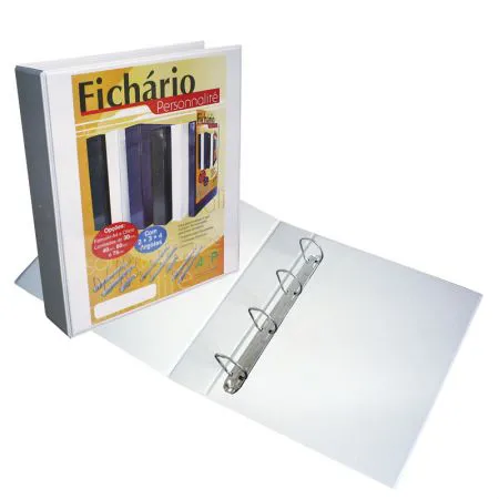 Fichário revestido com cristal A4 branco 40mm - 3344BR - com 4 argolas - ACP