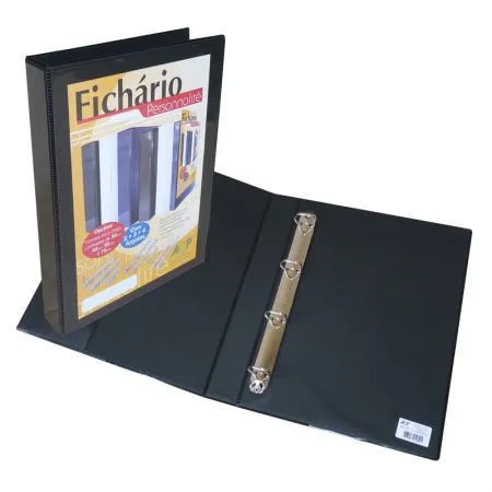Fichário revestido com cristal oficio preto 40mm - 3340PT - com 4 argolas - ACP