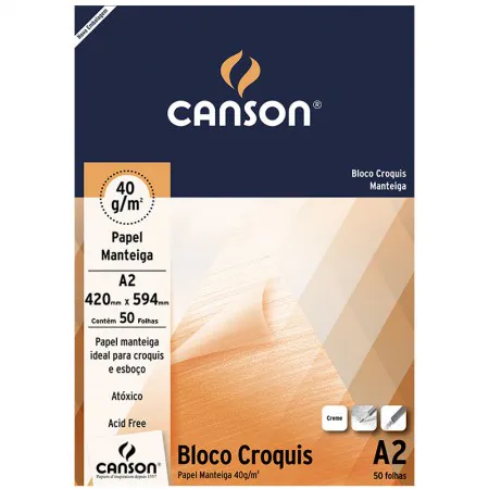 Bloco croquis manteiga A2 40g - com 50 folhas - Canson