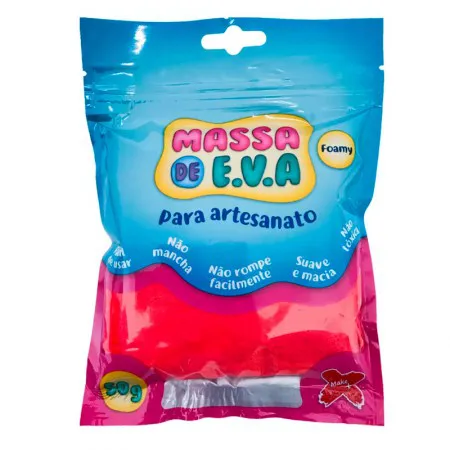 Massa de EVA Foamy para artesanato 50g Vermelho 13014 - Gatte