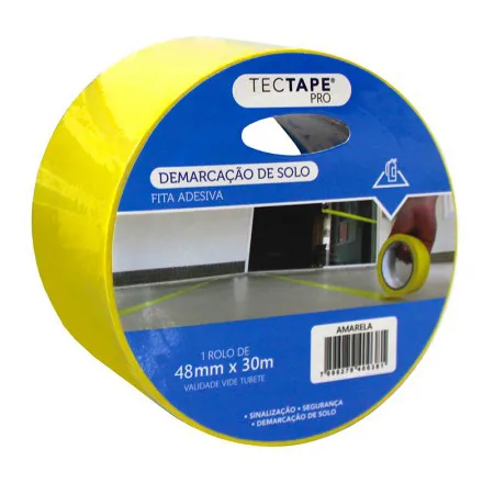 Fita para demarcação de solo 48x30 - amarelo - Tectape