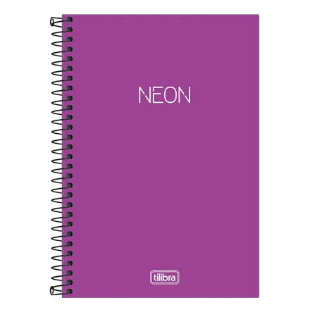 Caderno espiral capa plástica sem pauta 1/4 80 folhas Neon Roxo - Tilibra