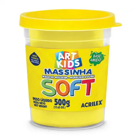 Massa de modelar Soft 500g - Amarelo Limão 102 - Acrilex