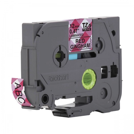 Fita para rotulador TZEMPRG31 vermelho xadrez escrita preto 12mm - Brother