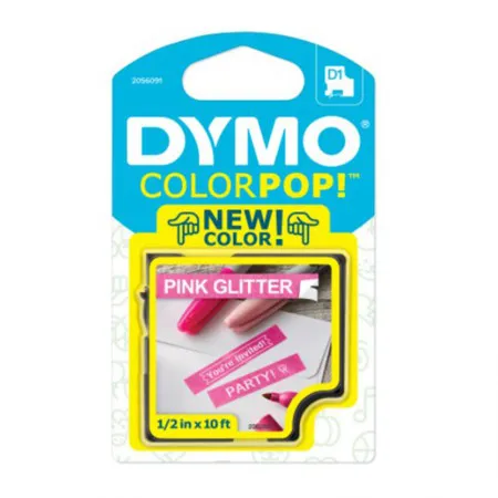 Fita para rotulador Color Pop rosa glitter com escrita branca 12mm - Dymo