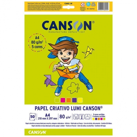 Bloco Criativo Lumi A4 80g 5 cores 50fls Canson