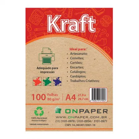 Papel Kraft A4 80g - 210x297 - com 100 folhas - On Paper