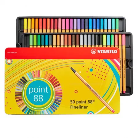 Caneta hidrográfica Fine Point 88/50-6 - estojo com 50 unidades - Stabilo