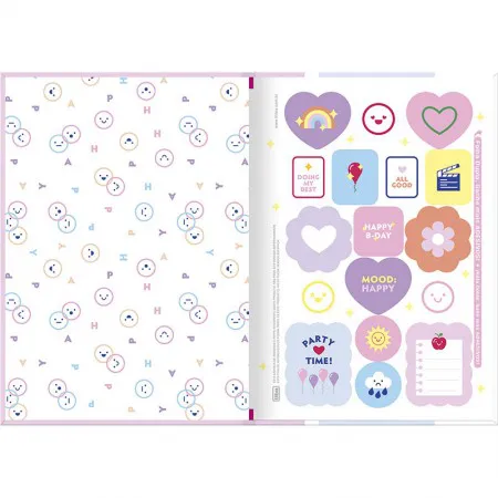 Caderno brochurão capa dura universitário 1x1 80 folhas Happy - Tilibra