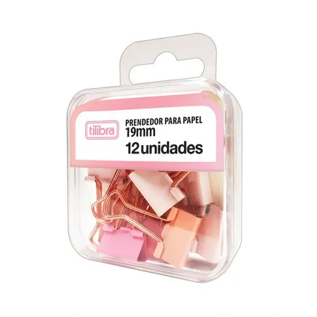 Prendedor de papel 19mm rosa pastel com 12 unidades 315788 - Tilibra