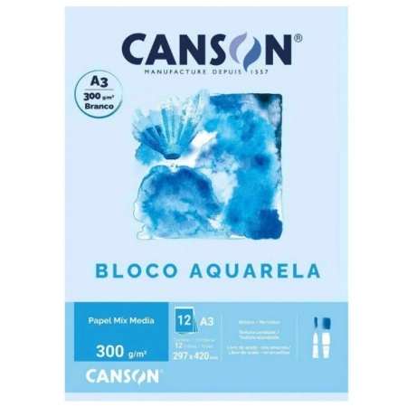 Bloco aquarela A3 300g - com 12 folhas - Canson