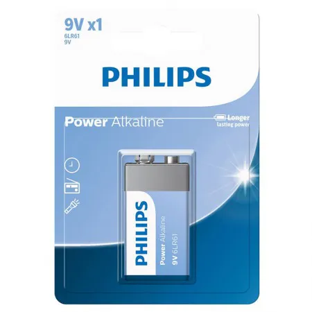Bateria alcalina 9 volts com 1 unidade 6LR61P1B/59 - Philips
