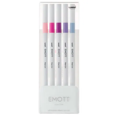 Caneta hidrográfica Emott fine 0.4mm N7 - com 5 cores - Uni-ball