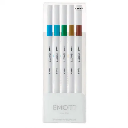 Caneta hidrográfica Emott fine 0.4mm N4 com 5 cores Uni-Ball