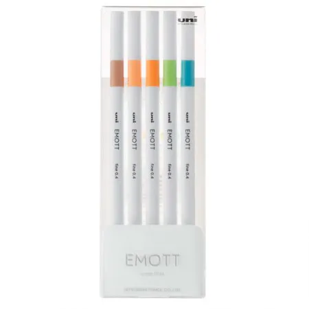 Caneta hidrográfica Emott fine 0.4mm N6 - com 5 cores - Uni-ball